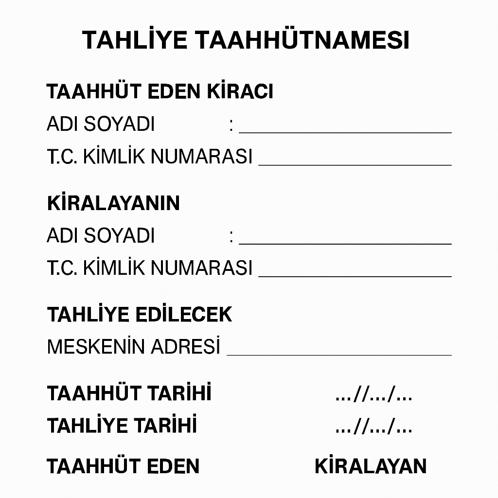 Kiracı Tahliye Taahhütnamesi pdf